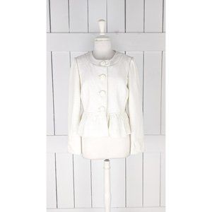 ECI New York ivory ruffle short cropped blazer jacket 10